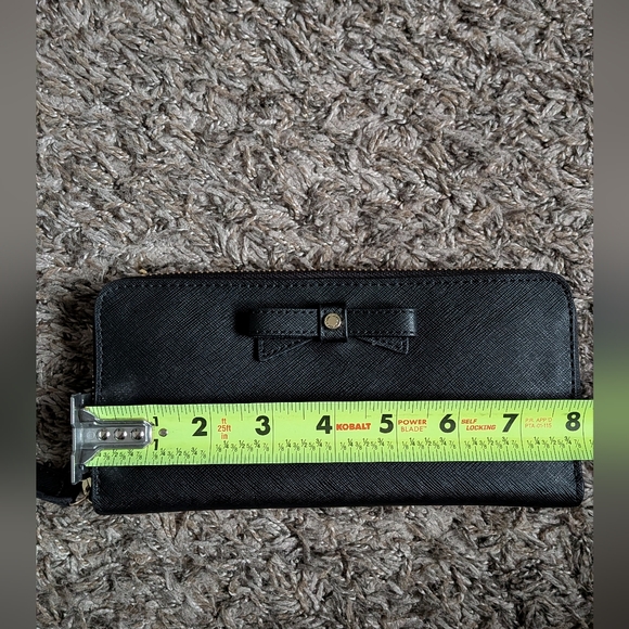 NWT Karl Lagerfeld Paris Black Bow Long Zipper Wallet Women's - Picture 6 of 7